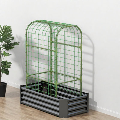 Jardinières en 1 avec treillis, lit surélevé en métal de 47 pouces, jardin moderne
