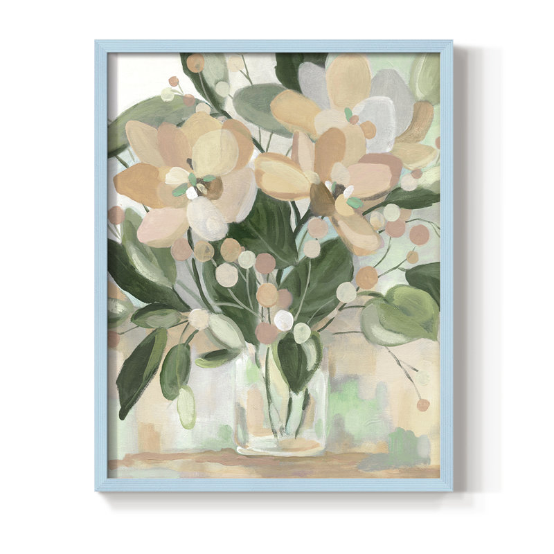 «Tropical Sass», reproduction encadrée - bois massif, 11" H x 9" W, Bleu
