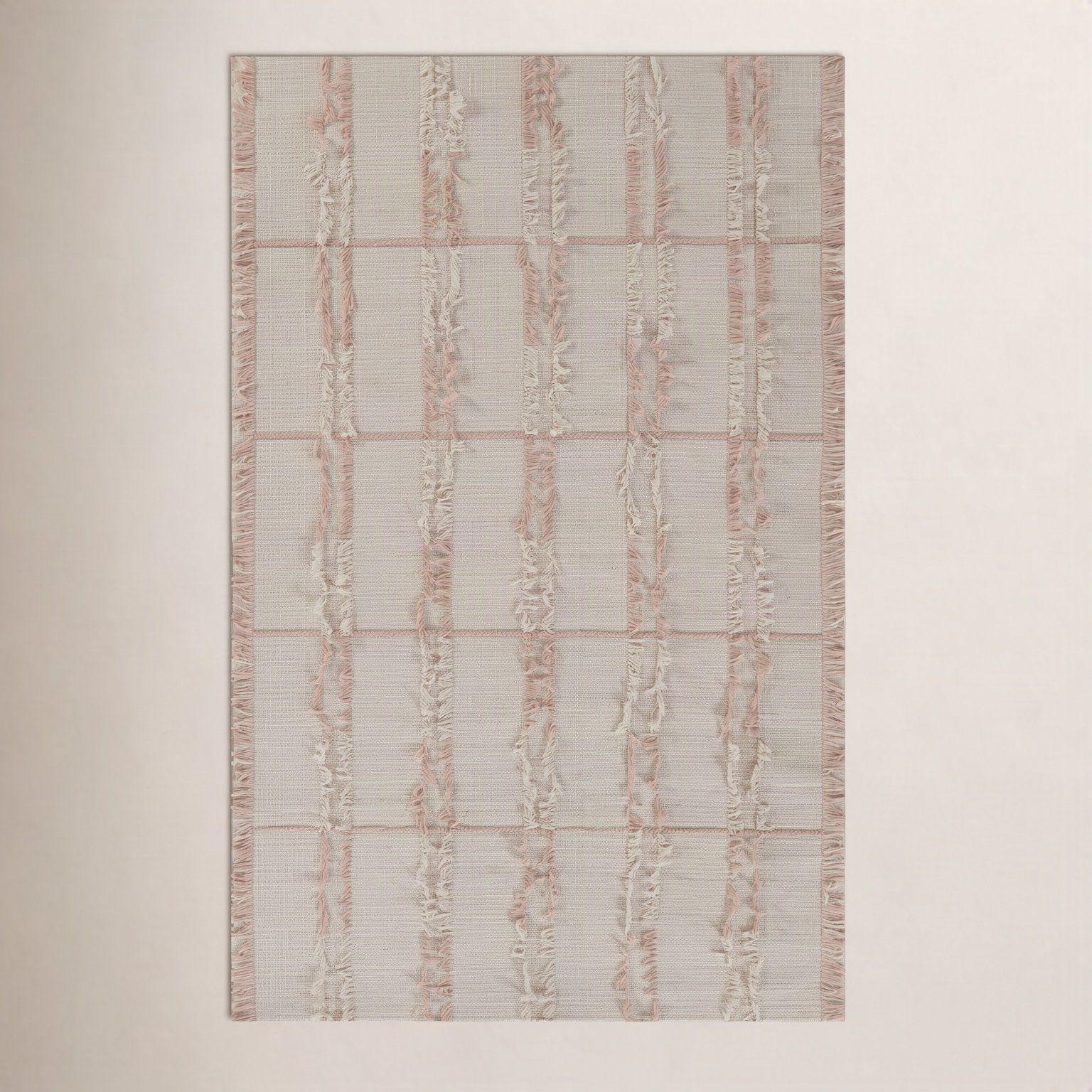 Charlie Pink Hand-Woven Striped Wool Rug, Rectangle 2' x 3'