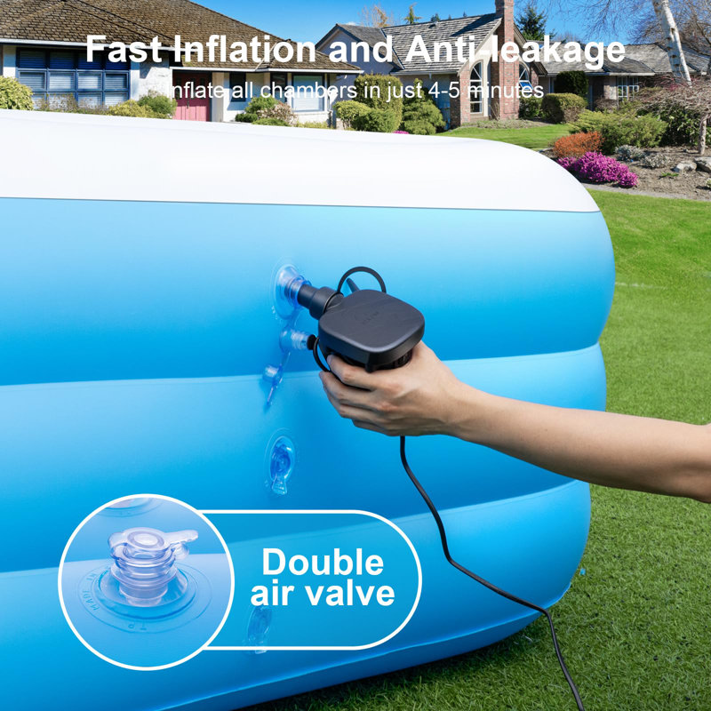 Inflatable Family Pool with Removable Canopy 145" x 74" x 22"