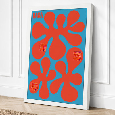 Three Starburst Blooms Mid-Century - Wrapped Canvas