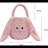 Easter Bunny Basket Bags Canvas Cotton Carrying Gift And Eggs Hunt Bag,Fluffy Tails Printed Rabbit Canvas Toys Bucket Tote (Plush Bunny(White))-1050173953