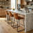 Modern Leather Swivel Counter Stool With Low Back Sled Base Footrest-121323532