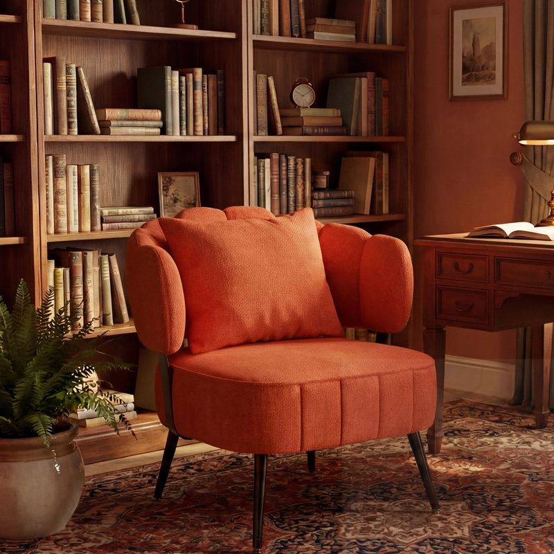 Chaise d'appoint rembourrée avec siège à ressorts ensachés, Orange