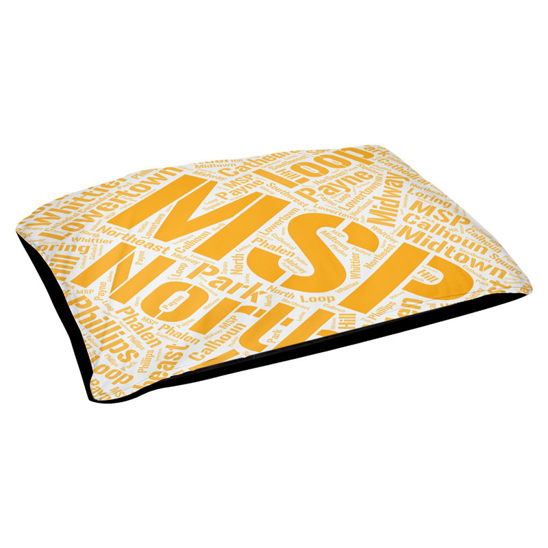 Coussin de chien « districts », Très grand (H 17 po x l 50 po x P 40 po), Cyan, Minneapolis – Saint Paul