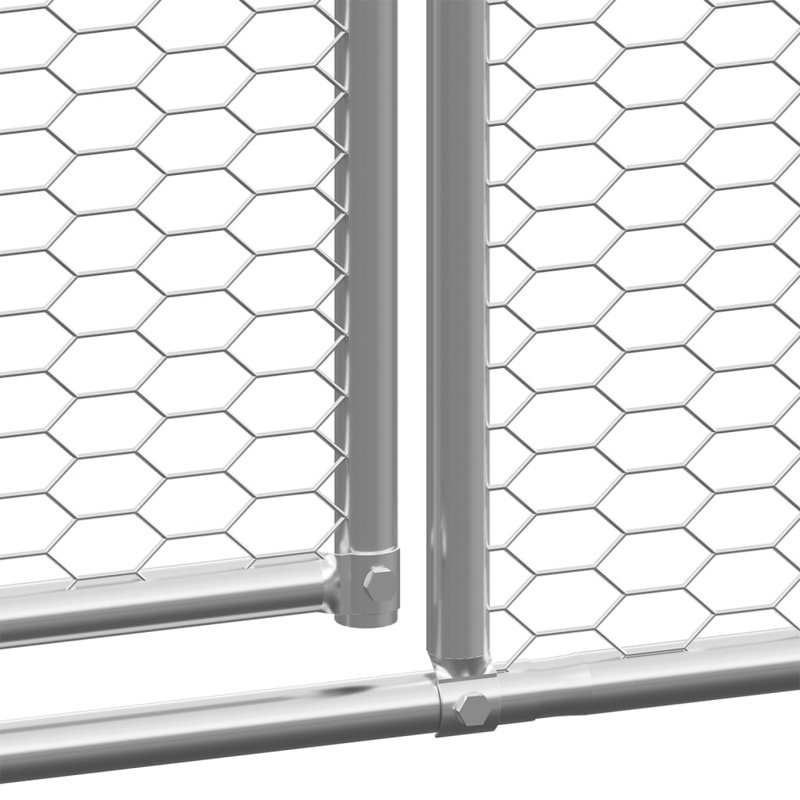 Cage à poulets en acier galvanisé gris et argent, H 117,6 po x l 314,4 po x P 79,2 po