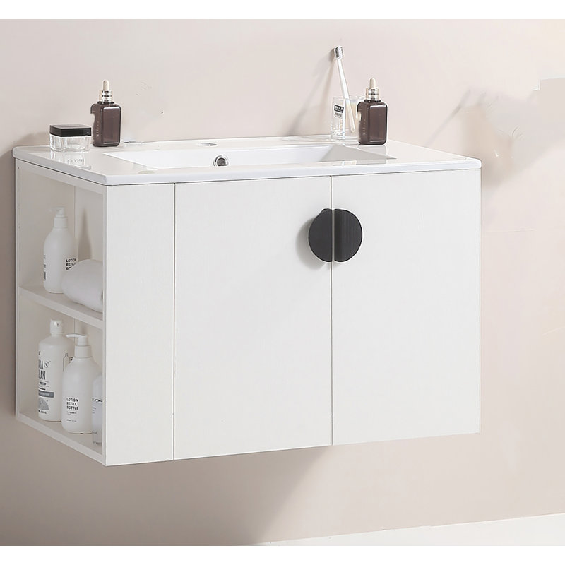 Luehrmann Solid Wood Wall Bathroom Cabinet, Silver