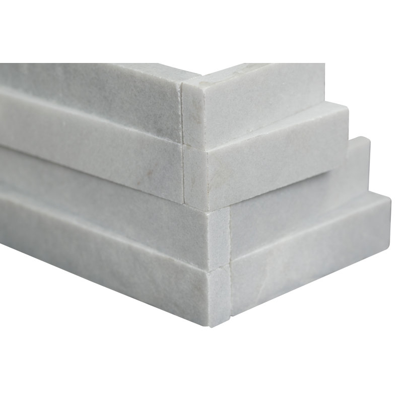 Stonecrest Fog 6 in. x 18 in. Honed Marble Ledger Corner Wall Tile, Fog