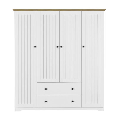 Armoire penderie 4 portes avec 2 tiroirs