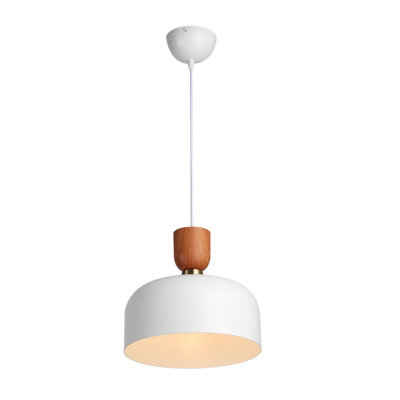 Luminaire suspendu moderne dôme rond blanc 11,8 pouces