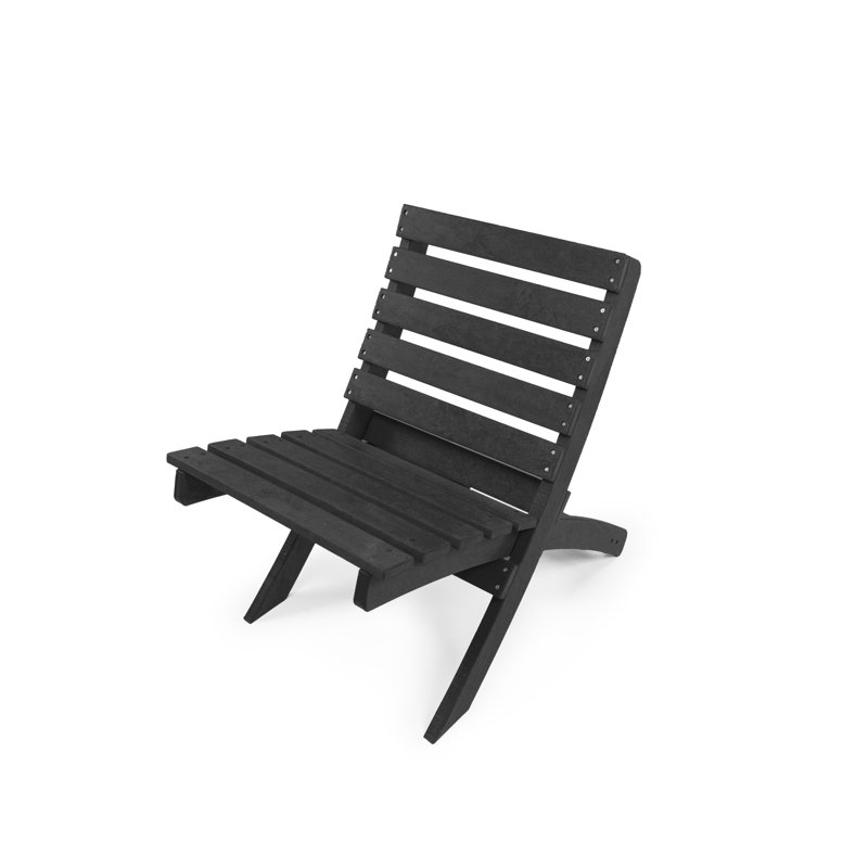 Grandcourt Fully Assembled All-Weather Outdoor Folding Patio Chair and Table 3 Piece Set, Black