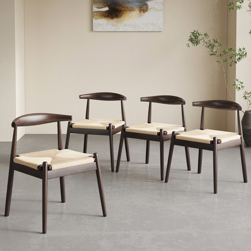 Chaises de salle à manger en tissage, Brun, Beige