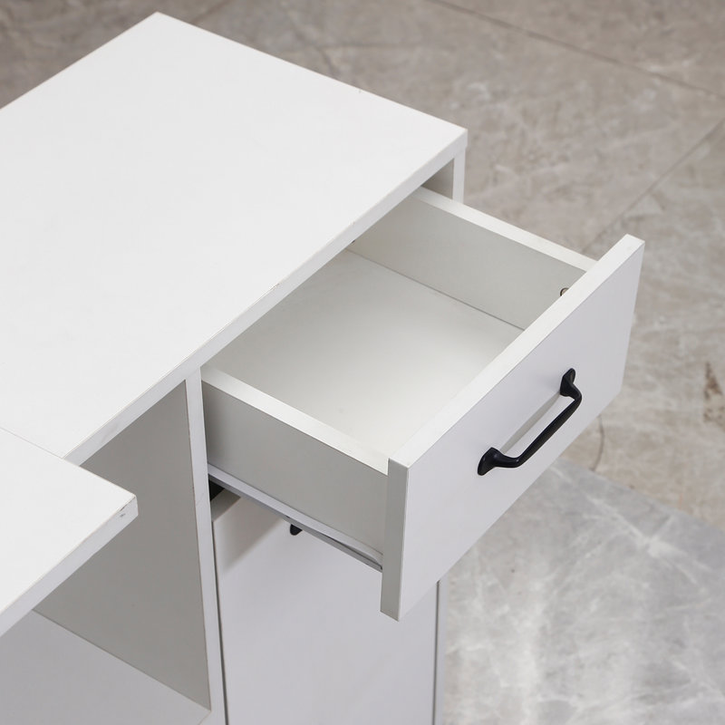 Selena L-Shaped Computer Desk With 4 Storage, White