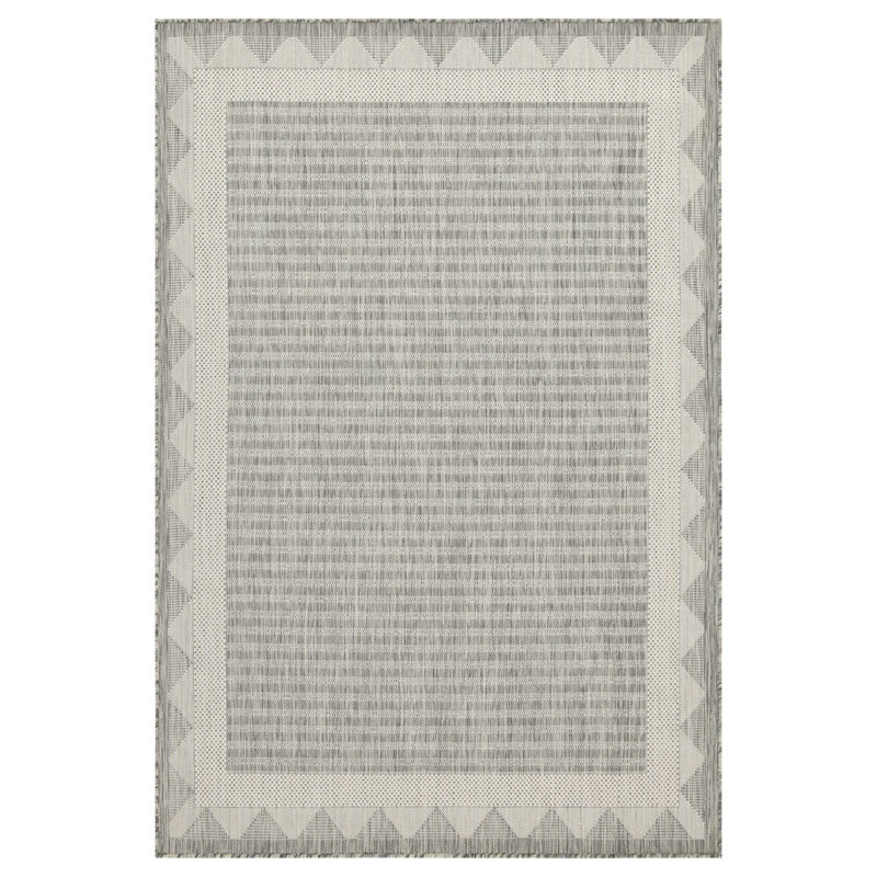 Argent 5 pi 3 po X 7 pi 3 po Tapis intérieur / extérieur, Rectangle 5 pi 3 po x 7 pi 3 po