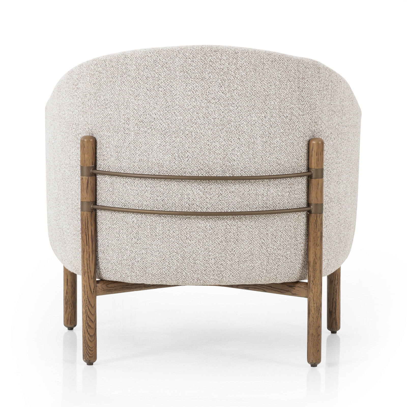 Beton Oak Genuine Leather Barrel Chair, Astor Stone Polyester