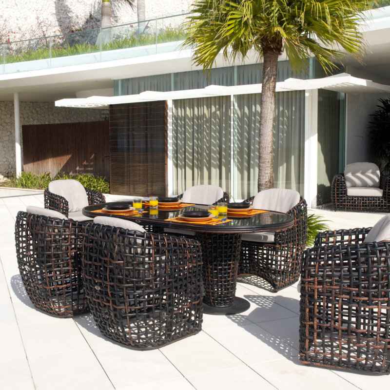 Dynasty Outdoor Dining Armchair, Black Mushroom, Canvas Taupe Sunbrella® Canvas