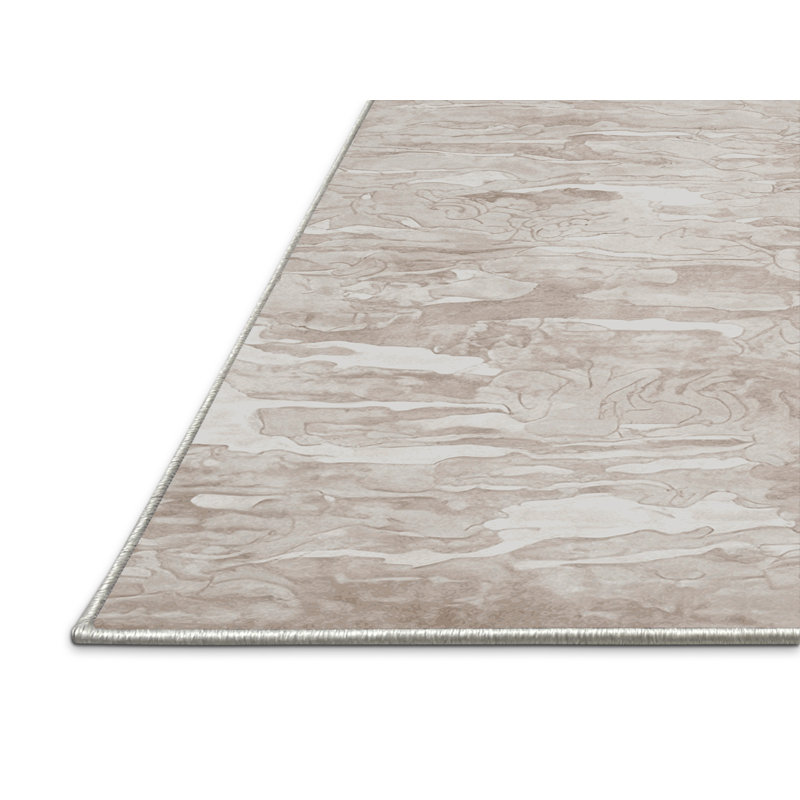 Tapis beige soyeux et moelleux, Carré 7 pi