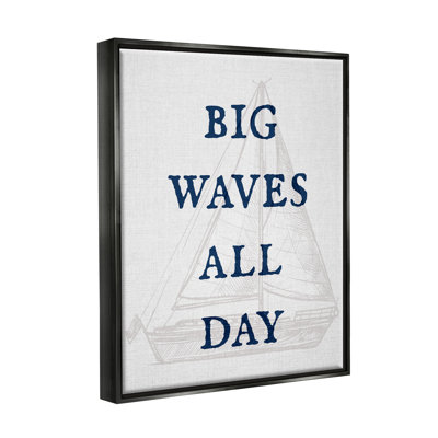 «Big Waves Nautical Expression encadrée sur toile» par Lil 'Rue