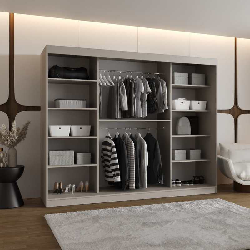 Sylina 3 Door Manufactured Wood Wardrobe, Cashmere