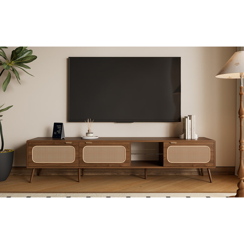 Meuble télé pour téléviseur de 75/80/85 po, console avec amplement de rangement pour le salon et la chambre à coucher, tablette ouverte
