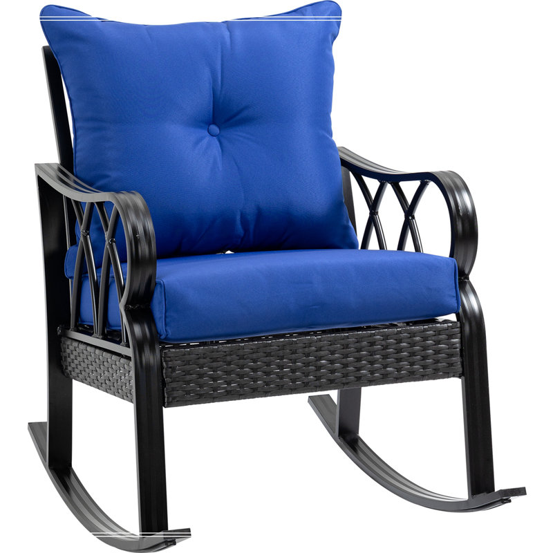 ErgoComfort Aluminum Rattan Rocking Chair with Cushions