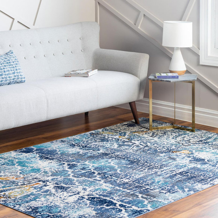 Tapis bleu/gris