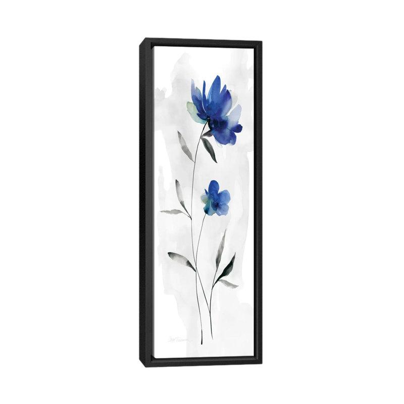 «Beautiful Blue I» par Carol Robinson, impression sur toile tendue, H 36 po x l 12 po x P 1,5 po, Cadre noir