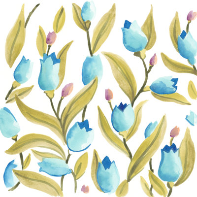 Abbey Floral Tiles VI by June Erica Vess - Wrapped Canvas Painting