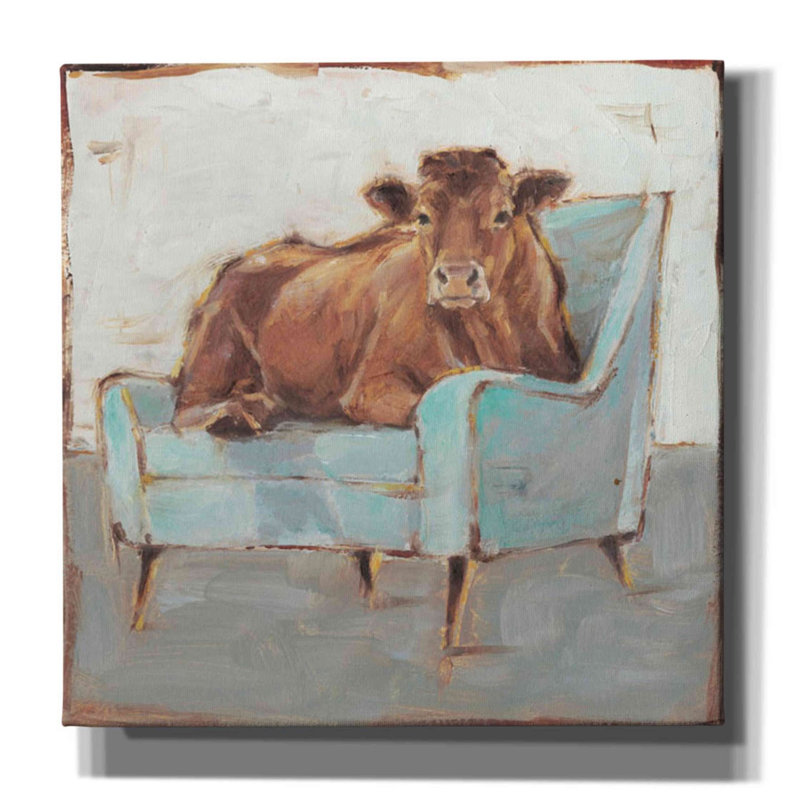 «Moo-ving In IV» par Ethan Harper, art mural sur toile, H 18 po x l 18 po x P 0,5 po