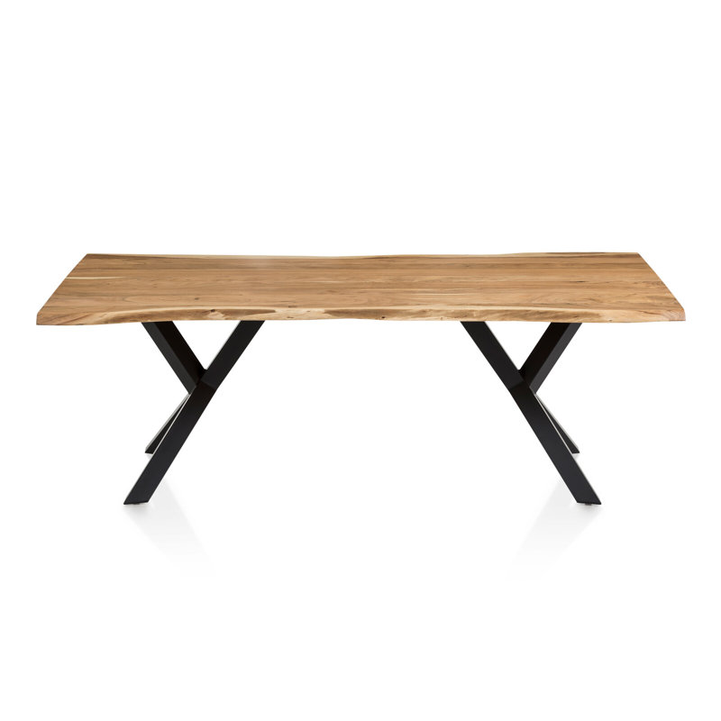 Colne Acacia Metal Base Dining Table, 75cm H x 200cm L x 100cm W