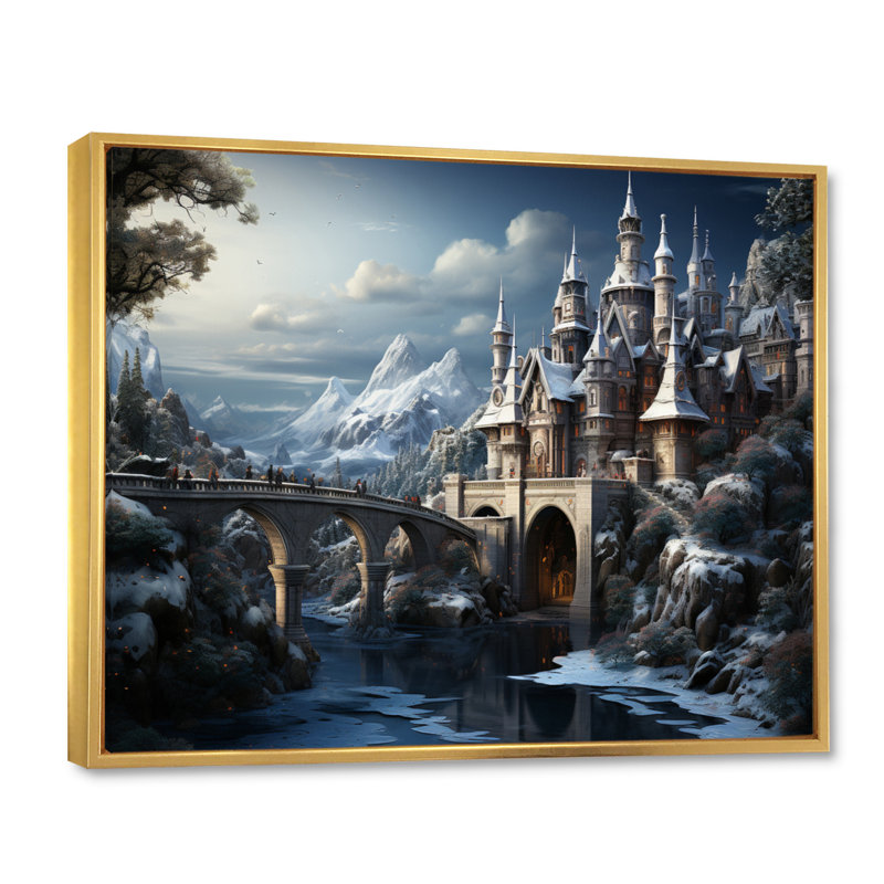 " Winter Castle ", Gold Floater Framed, 24" H x 32" W x 1" D