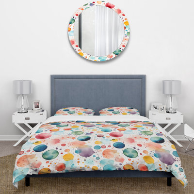 Watercolor Delight Polka Dots Pattern II - Polka Dots Duvet Cover Set - Microfiber Polyester