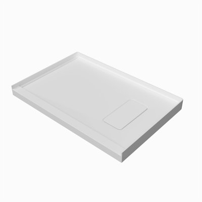 Base de douche en pierre Arma à surface solide 48 po x l 32 po, seuil simple et drain à droite