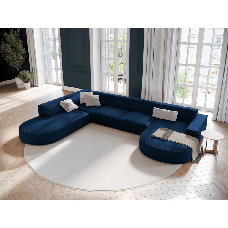 Jodie 7 Seater Corner Sofa, Blue, Left Hand Facing