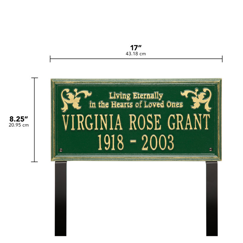 Wilmington 'Living Eternally' Memorial Plaque, Green/Gold, Yes