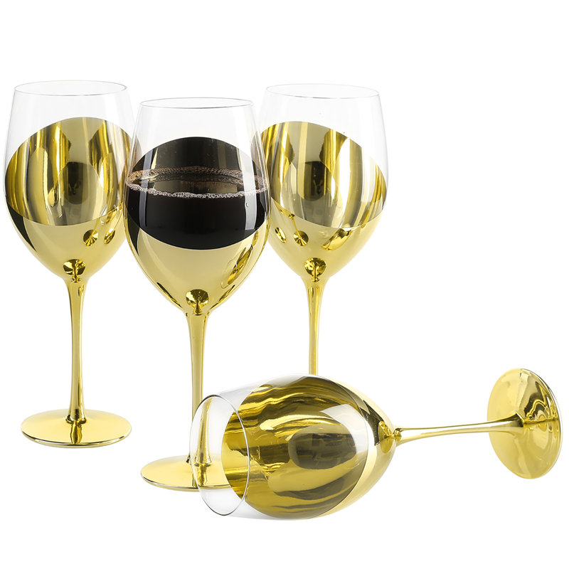 Quayla 4 pièces 14 oz. Verre à vin rouge, Laiton