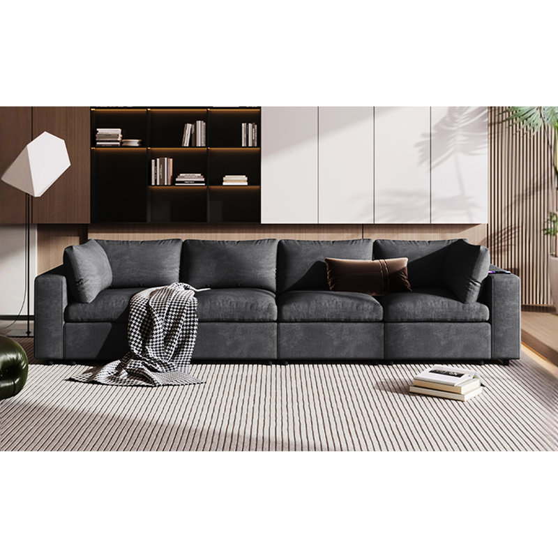 U-style avec ports, charge sans fil et haut-parleur intégré pour le rembourrage modulaire en mousse et le salon