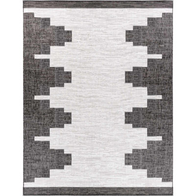 Tapis d'extérieur marocain noir et blanc Aafreen