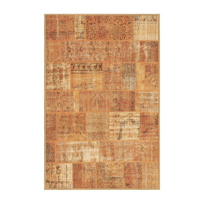 Tapis contemporains brun lavable à la machine 2637, Rectangle 3 pi x 5 pi