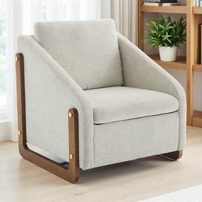 Ensemble de 1 fauteuil rembourré moderne en tissu de chenille avec cadre latéral en bois, fauteuil de loisirs décoratif avec assise et dossier rembourrés pour le salon, la chambre à coucher