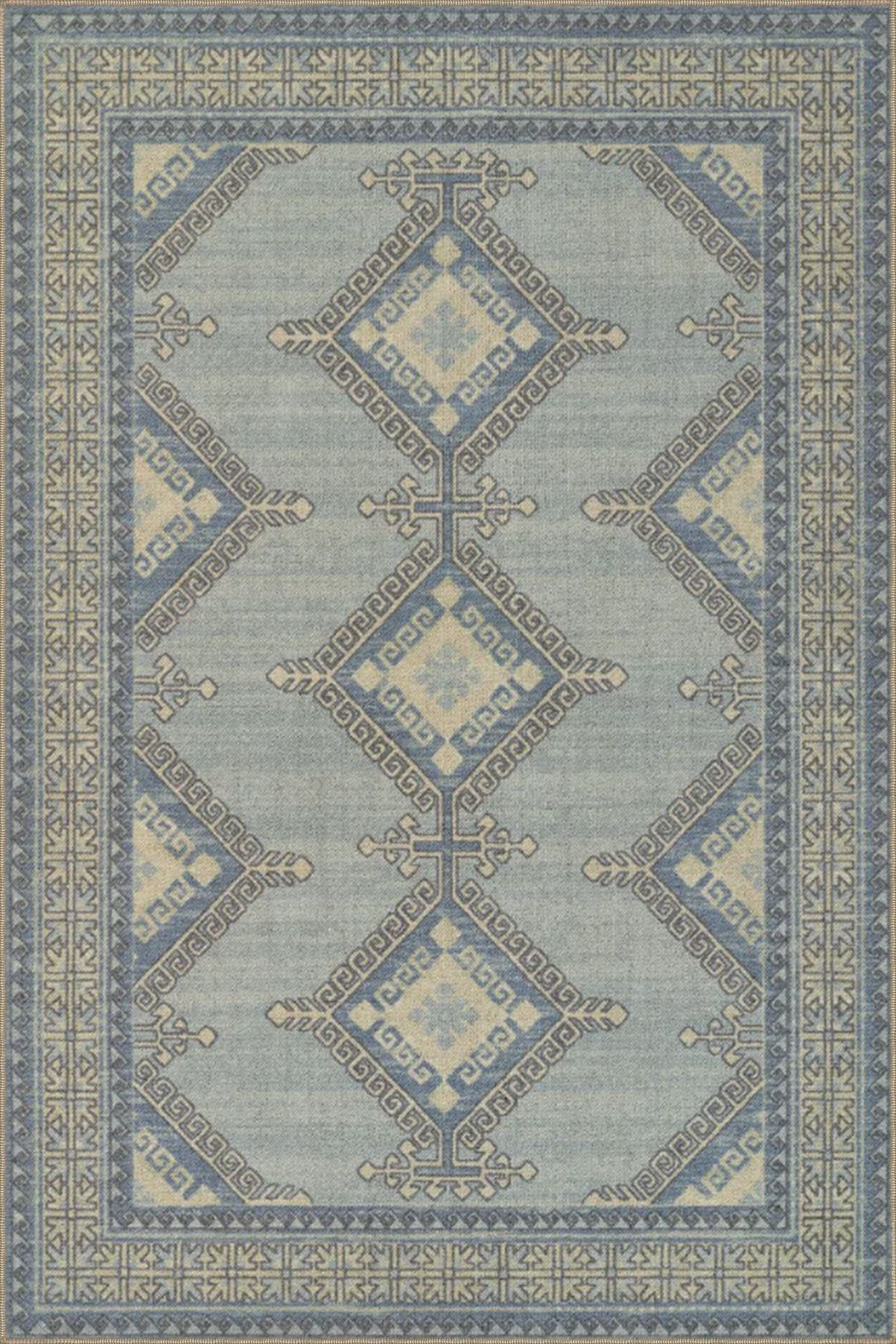 Bloomsbury Market Washable Traditional Cross Motif Patterned Woven Area ...