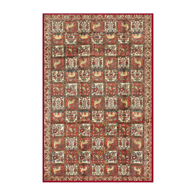 Tissé à la machine à la machine en laine/polyester rouge/Tapis décoratif jaune clair litchford