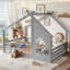 House Floor Bed With Window And Small Shelf, Solid Wood, No Box Spring Needed-631956987-631956990