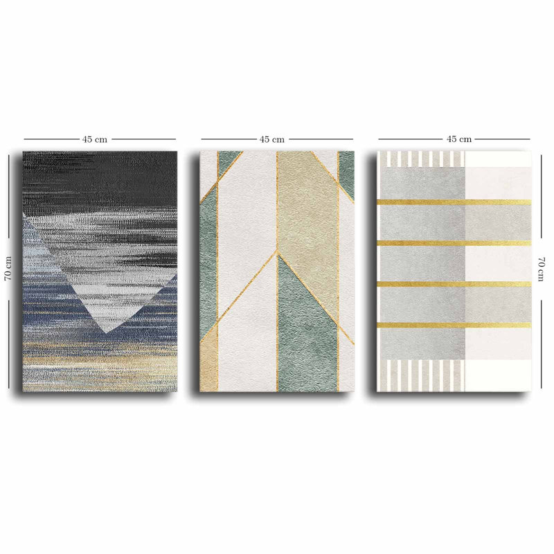 Stunning Decorative Canvas Painting Set (3 Pieces), 100% Canvas, Total Size: 57.1 x 27.6 inches | 100% Pine Wood Frame, Thickness: 0.1 inches | Perfect for Living Room & Bedroom Decor, Vibrant Colors and Elegant Design