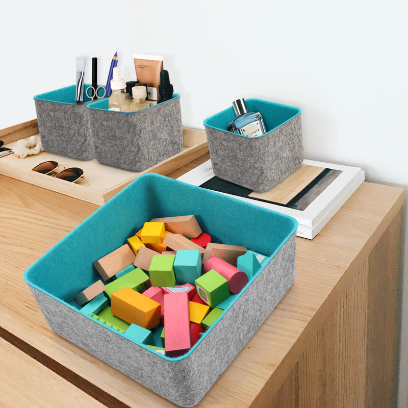 Anadela 4.3'' H x 10.2'' W x 10.2'' D Organizer Set, Turquoise