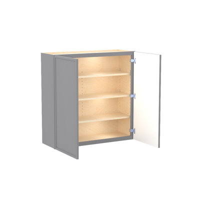 Gallery Express Alton Assembled 33 in. W x 12 in. D x 36 in. H Wall Kitchen Cabinet with Shelves in Cloud