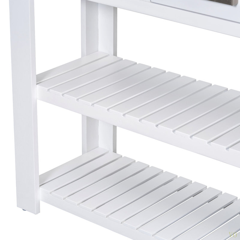 Élégante console avec 4 tiroirs et 2 tablettes, idéale pour les vestibules et les salons., Blanc