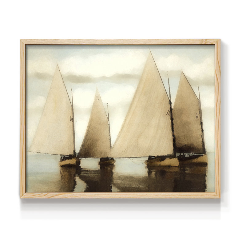 Quatre voiles - reproduction encadrée - réarmable, H 8 po x l 10 po, Naturel