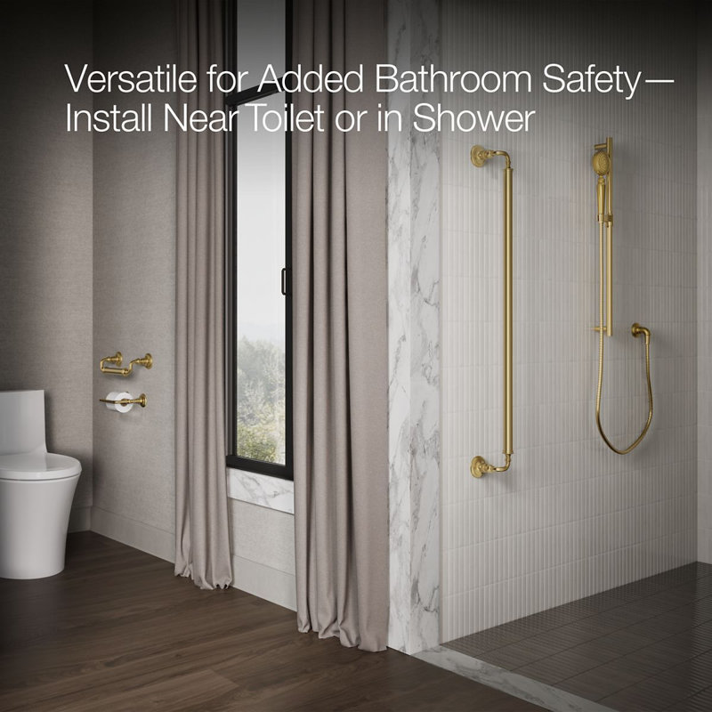 Artifacts Grab Bar, 12"W, Vibrant Brushed Modern Brass