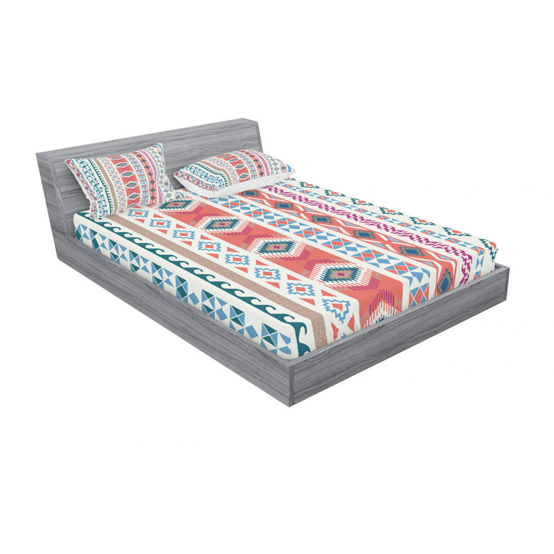 Ensemble de draps à motif géométrique Motifs, Ensemble de draps pour lit double avec un drap-hou